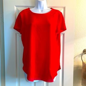 Ann Taylor M orange / red short sleeve blouse